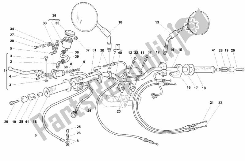 All parts for the Handlebar of the Ducati Monster 900 USA 1999